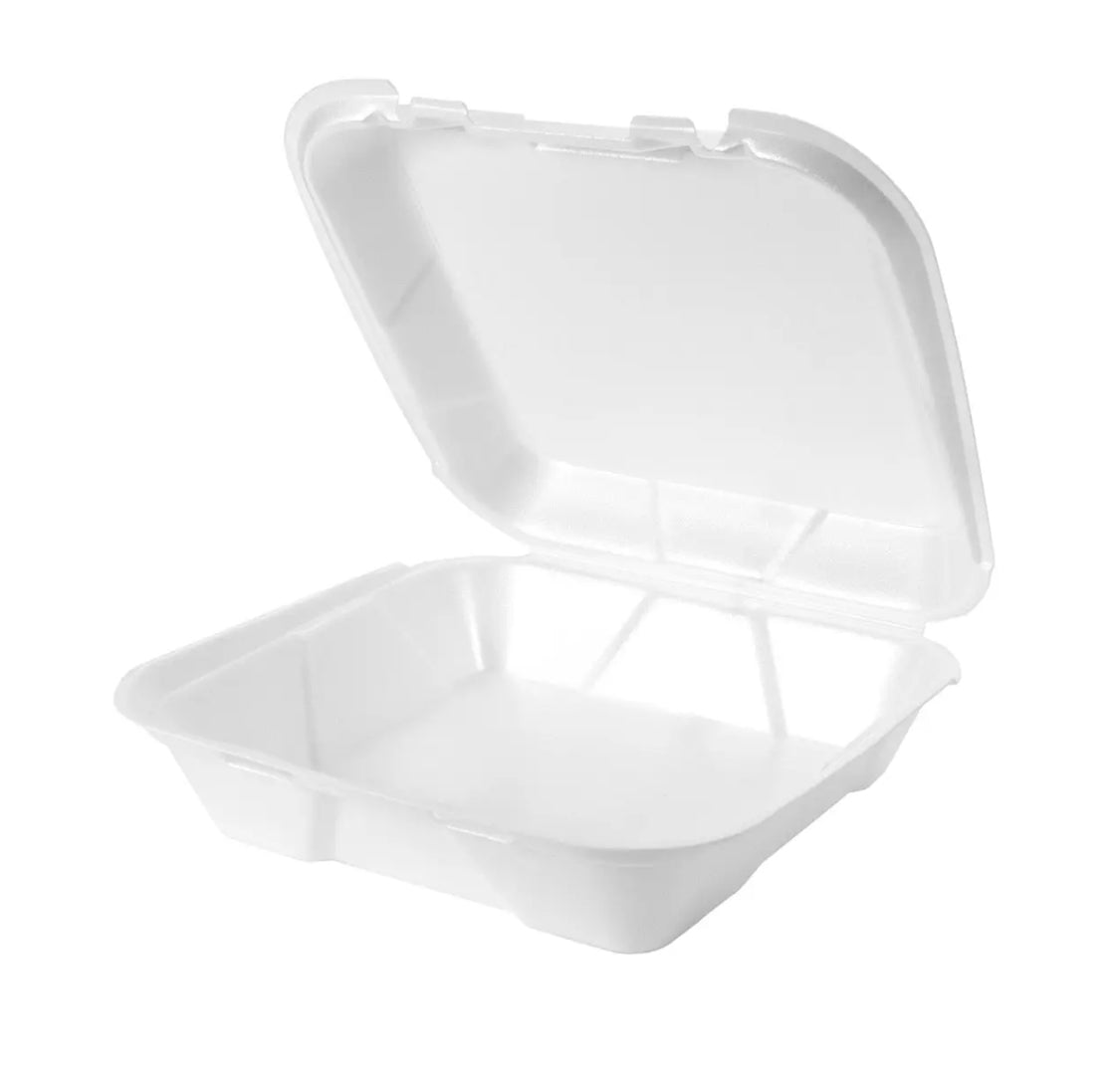 Genpak White Foam 8" x 8" Snap It Lock Hinged Square Container - 200 pcs