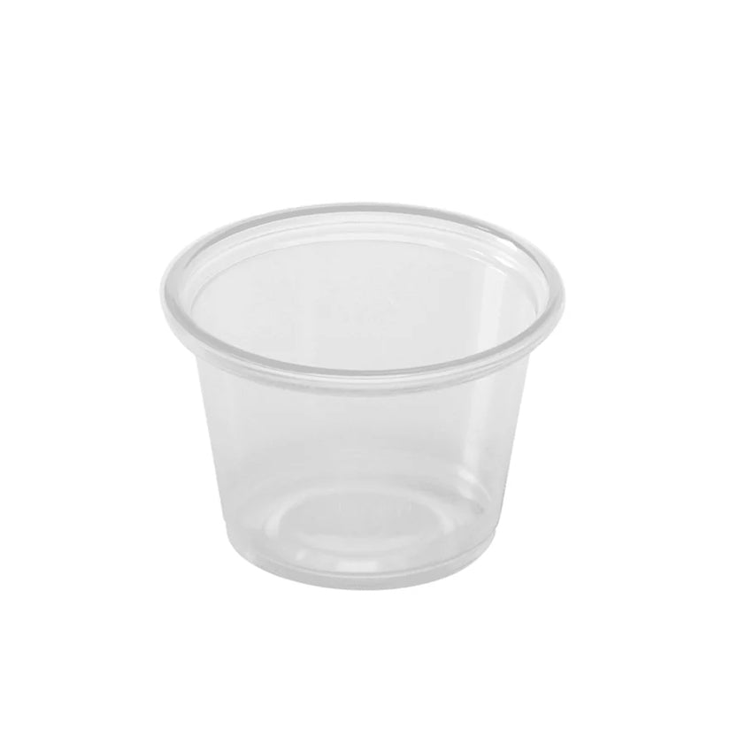 1 oz Tall Portion Cups, PP Plastic, Clear - 2,500 pcs