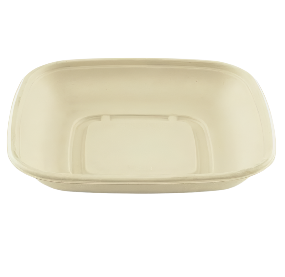 24oz PFAS Free Eco-Friendly Bagasse Square Bowl, Natural - 300 pcs