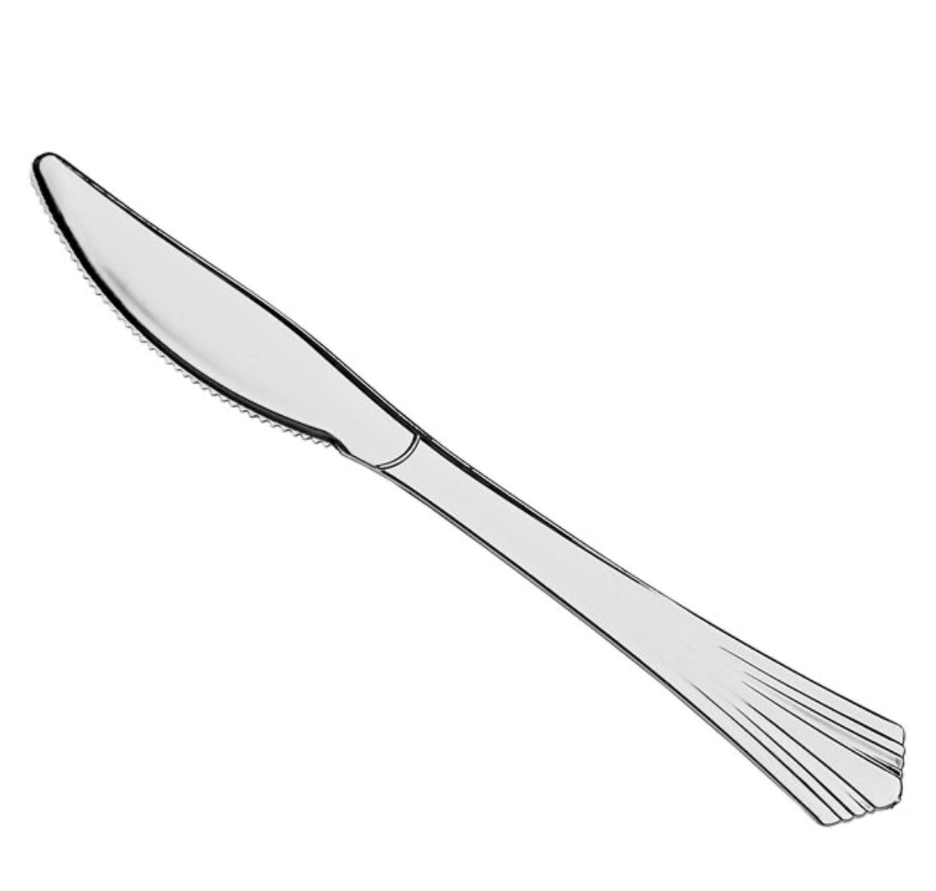 Knife, Silver Plated, Heavy Weigh Plastic, L: 7.75" - 600 pcs
