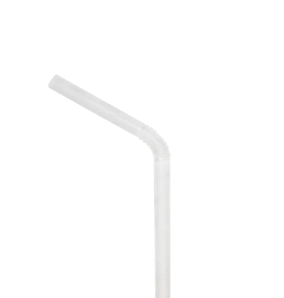 Straw, 7.75", Flex Jumbo, Paper Wrapped, Clear, 10,000 pcs