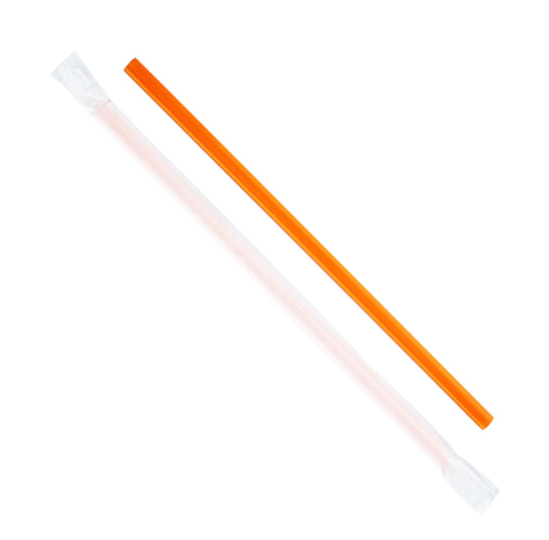 9'' Giant Straws (8mm) Paper Wrapped, Orange - 2,500 pcs