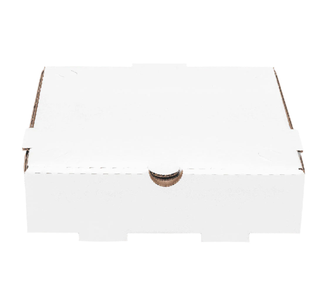 Corrugated Pizza Box, 8''x8''x2'', White - 50 pcs