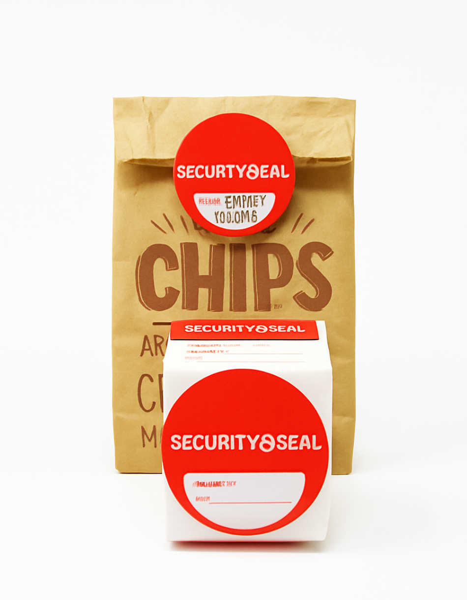 Security Seal, Tamper Resistant, 3" Circle, 2 rolls of 1000 per box - 2000 pcs